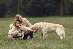10 kinderfreundliche Hunderassen mutter und ihre tochter spielen mit hund familie im herbstpark haustier haustier und lebensstilkonzept | Tiergesundheit Hund & Katze